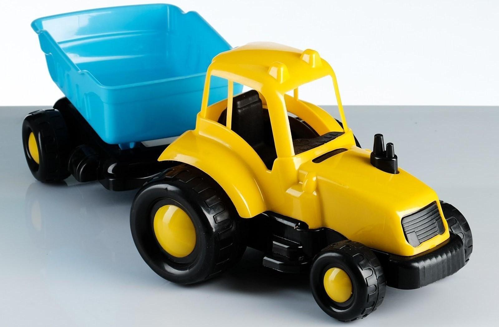 Набор для песочницы Трактор с прицепом, лопатки, формочки 42 х 14 х 16 см МИКС