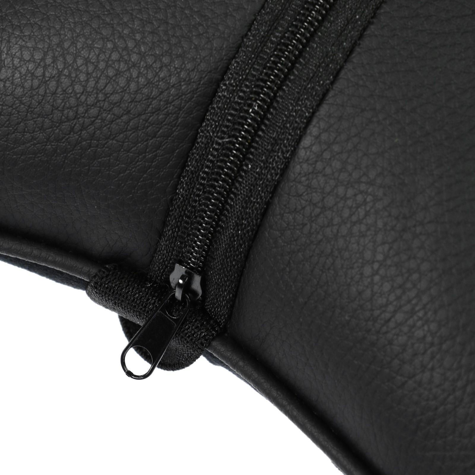 Подушка автомобильная для шеи 27×17 см, велюр, черный с синей строчкой