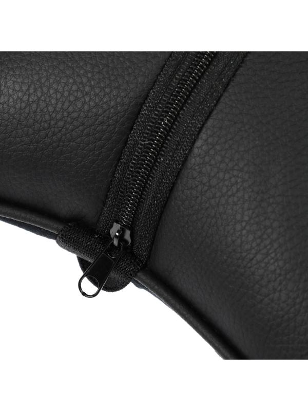 Подушка автомобильная для шеи 27×17 см, велюр, черный с синей строчкой