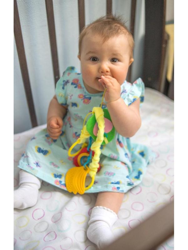 Растяжка - погремушка мягкая на кроватку/коляску «Авокадо», 30 - 45 см