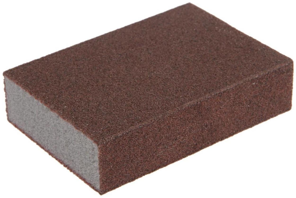 Губка абразивная шлифовальная ТУНДРА, мягкая, 100 х 70 х 25 мм, P80