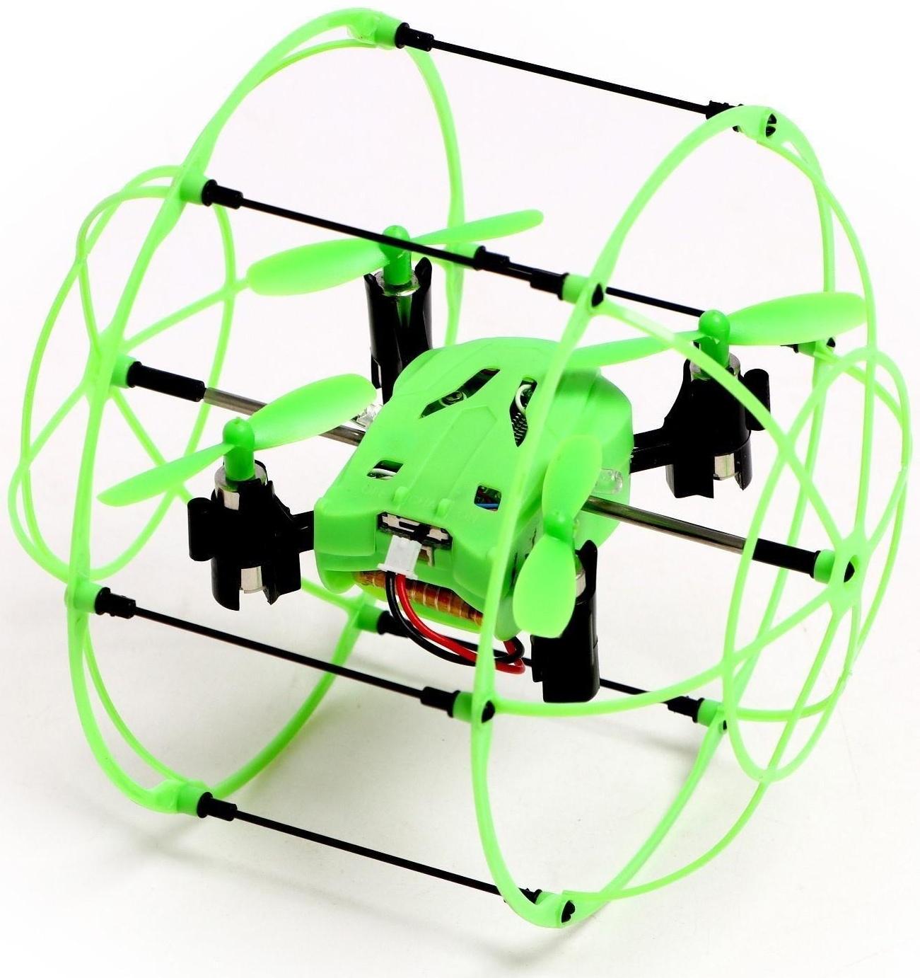 Квадрокоптер радиоуправляемый DRONE, работает от аккумулятора, цвет зелёный