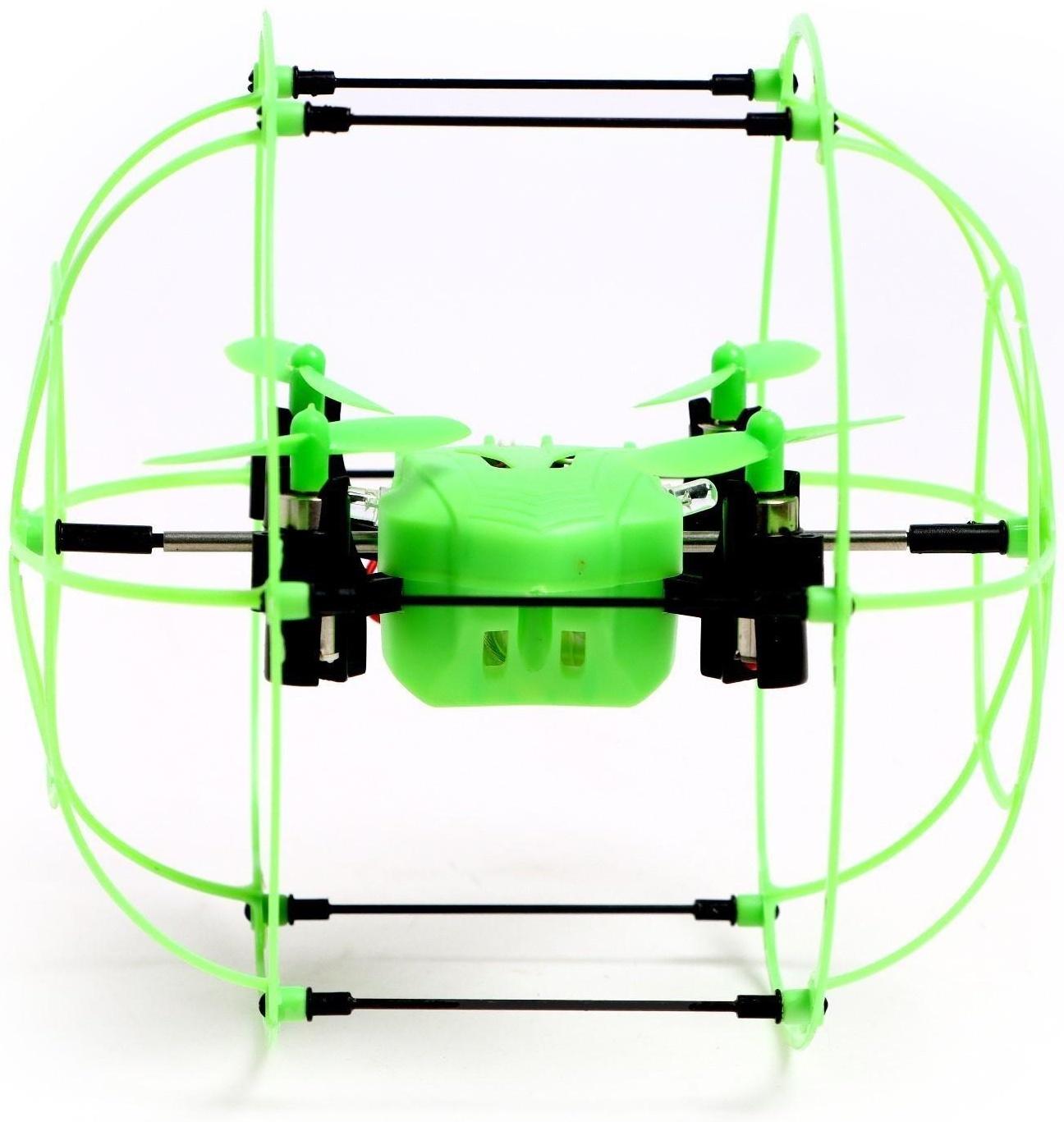 Квадрокоптер радиоуправляемый DRONE, работает от аккумулятора, цвет зелёный