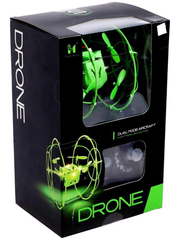 Квадрокоптер радиоуправляемый DRONE, работает от аккумулятора, цвет зелёный