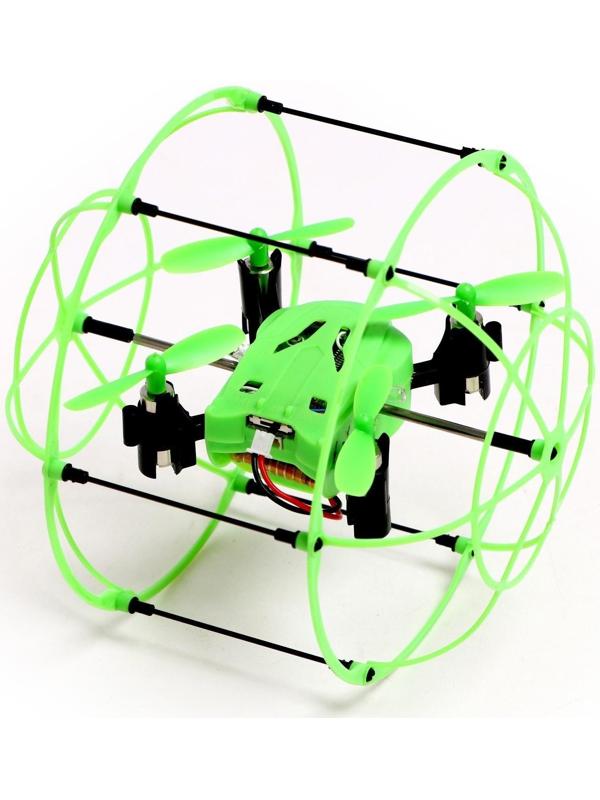 Квадрокоптер радиоуправляемый DRONE, работает от аккумулятора, цвет зелёный