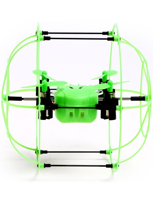 Квадрокоптер радиоуправляемый DRONE, работает от аккумулятора, цвет зелёный