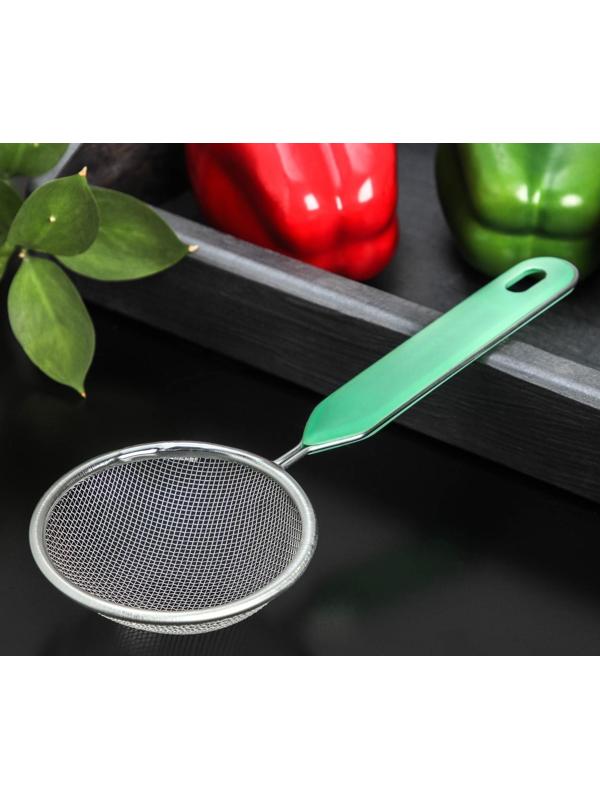 Сито с ручкой Доляна «Хозяюшка», d=8,5 см, цвет зелёный