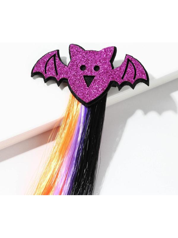 Цветная прядь для волос на заколке «Летучий мышонок», длина 40 см