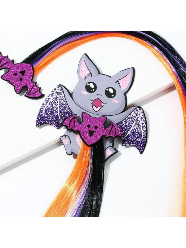 Цветная прядь для волос на заколке «Летучий мышонок», длина 40 см
