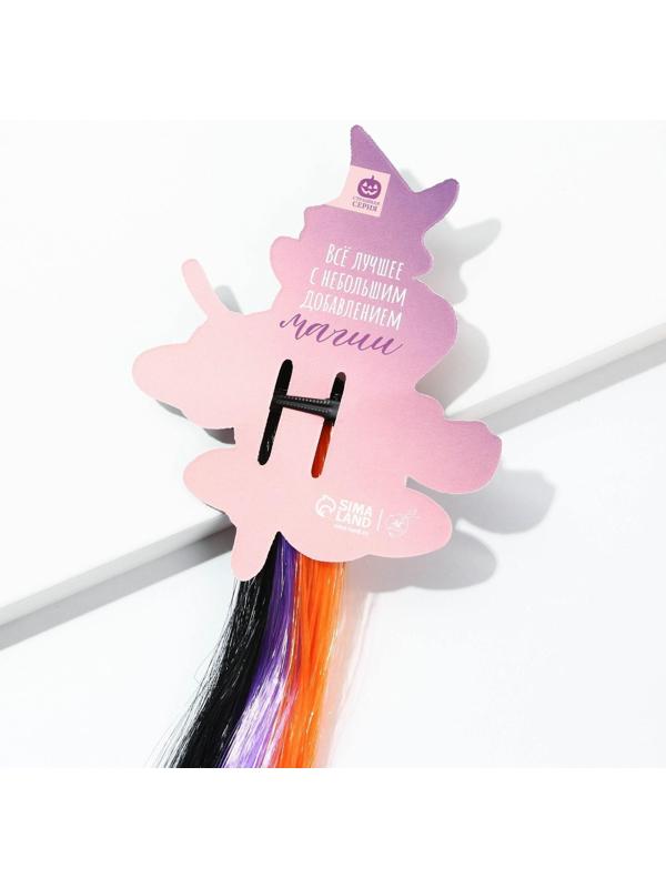 Цветная прядь для волос на заколке «Милая ведьмочка», длина 40 см