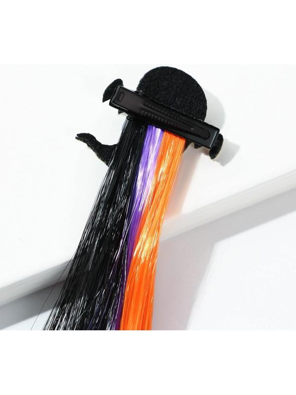 Цветная прядь для волос на заколке «Котик-приведение», длина 40 см