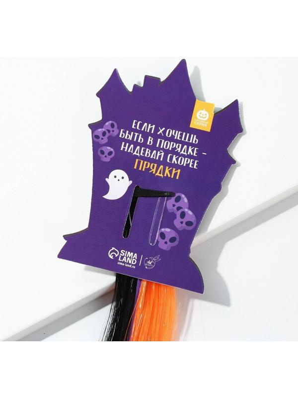 Цветная прядь для волос на заколке «Котик-приведение», длина 40 см