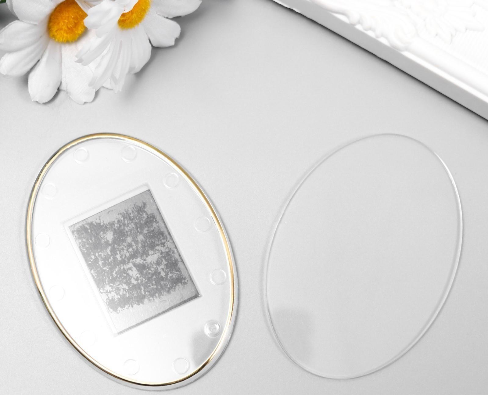 Заготовка акрилового магнита 8,5х6,3 см овал прозрачный (набор 2 детали+пакет)