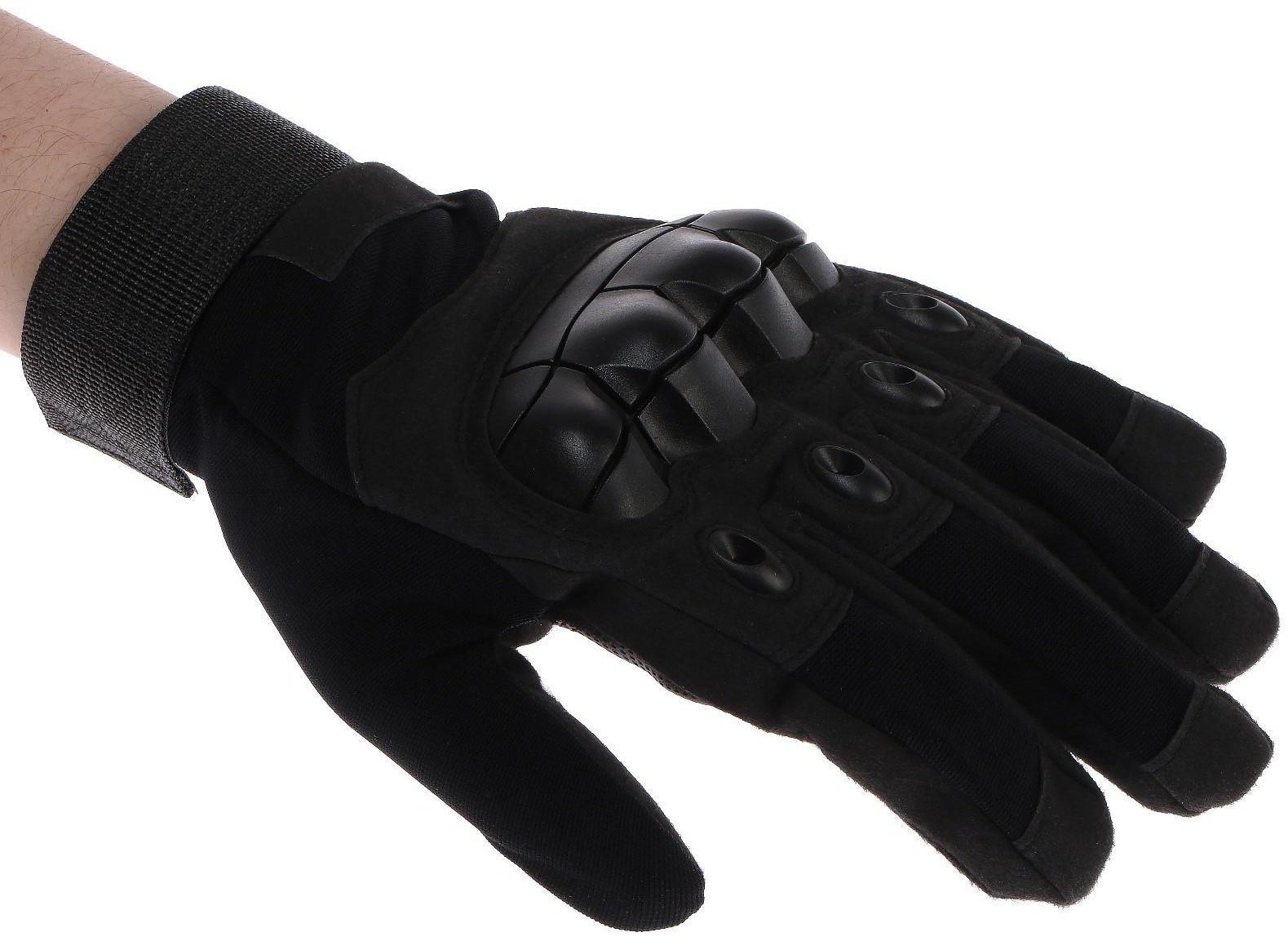 Перчатки мотоциклетные с защитными вставками, размер М, черный