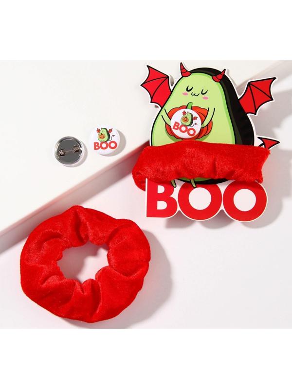 Резинка для волос и значок «Boo», набор