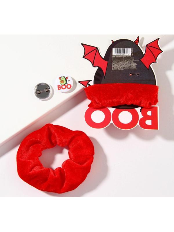 Резинка для волос и значок «Boo», набор