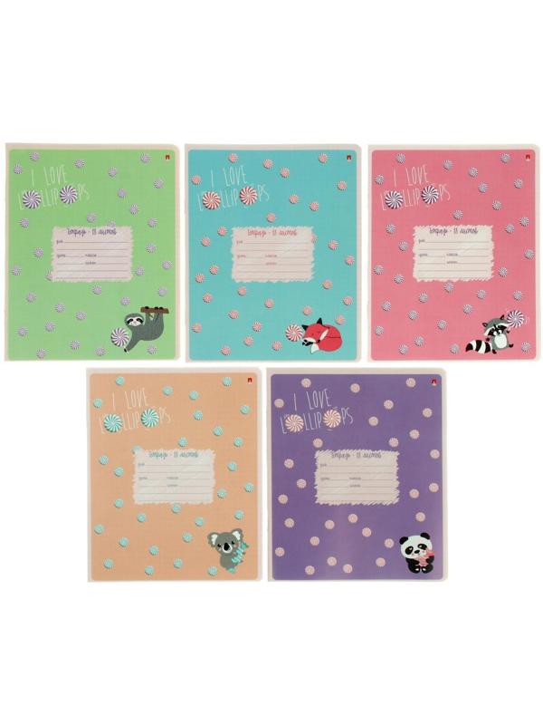 Тетрадь 18 листов в клетку LOLLIPOP, обложка мелованная бумага, ВД-лак / 10 шт.