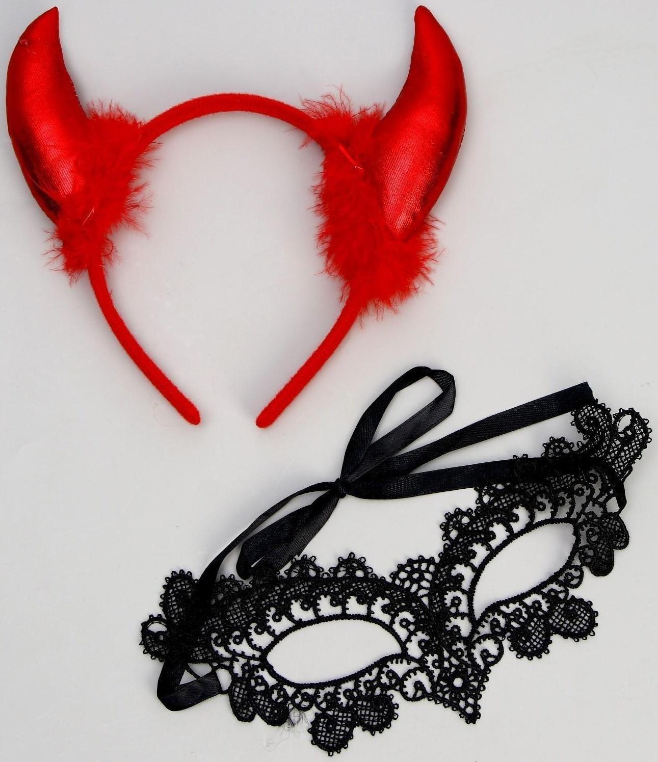 Карнавальный набор «Дьявол во плоти» (ободок+маска)