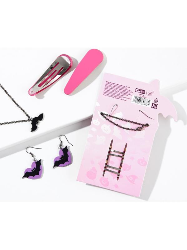 Серьги, кулон и заколки для волос «Я тебя заколд-мяу», набор 5 предметов
