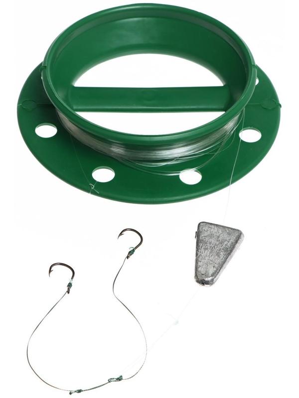 Комплект донка оснащенная, круглая, с грузом, леской, крючок 2 шт., 50 м, 73 г