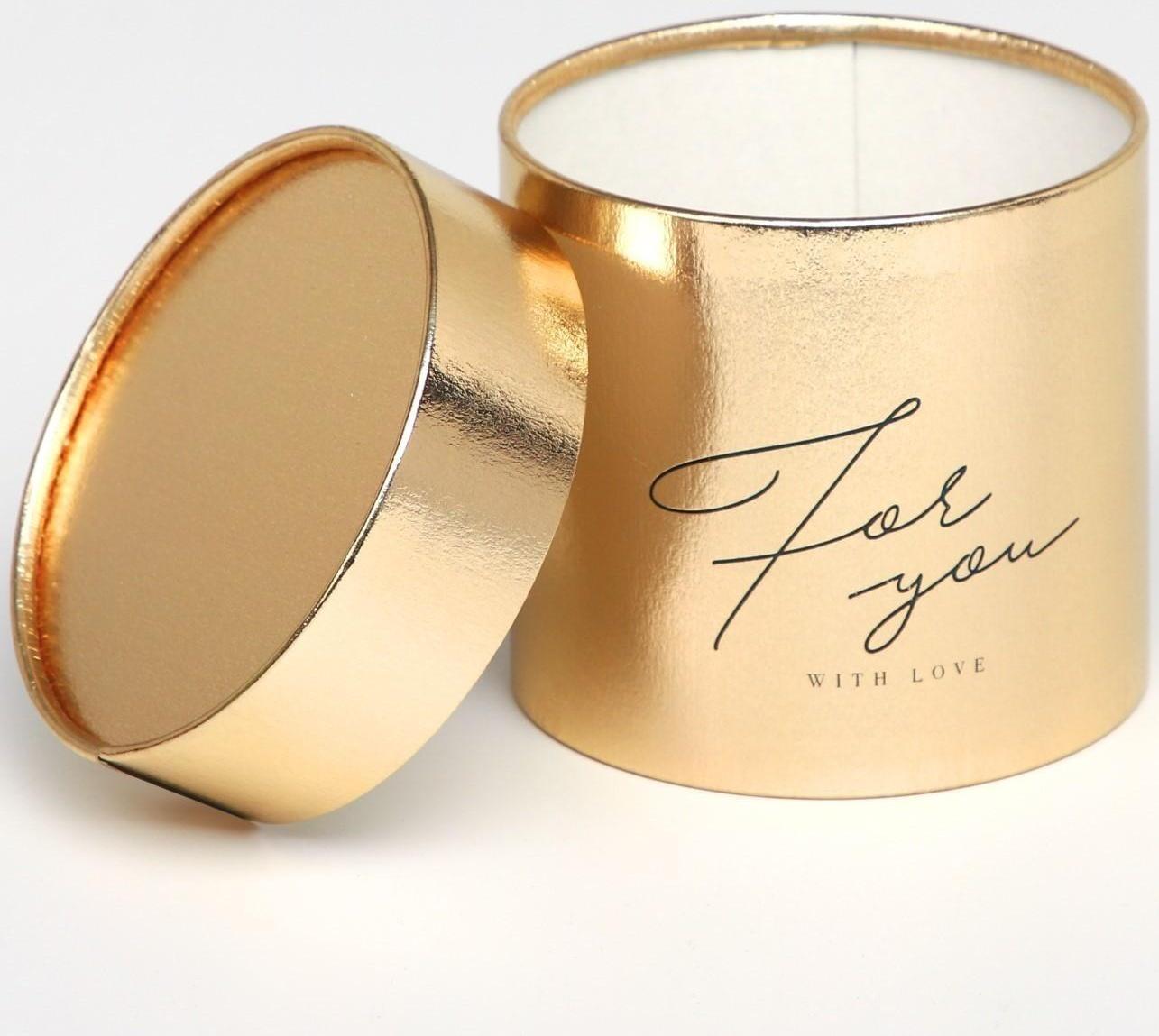 Шляпная коробка «For you», золотая, 12 х 12 см