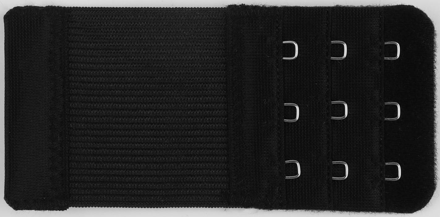 Застёжка-удлинитель для бюстгальтера, 3 ряда 3 крючка, 5 × 10,5 см, 3 шт, цвет чёрный/белый/бежевый