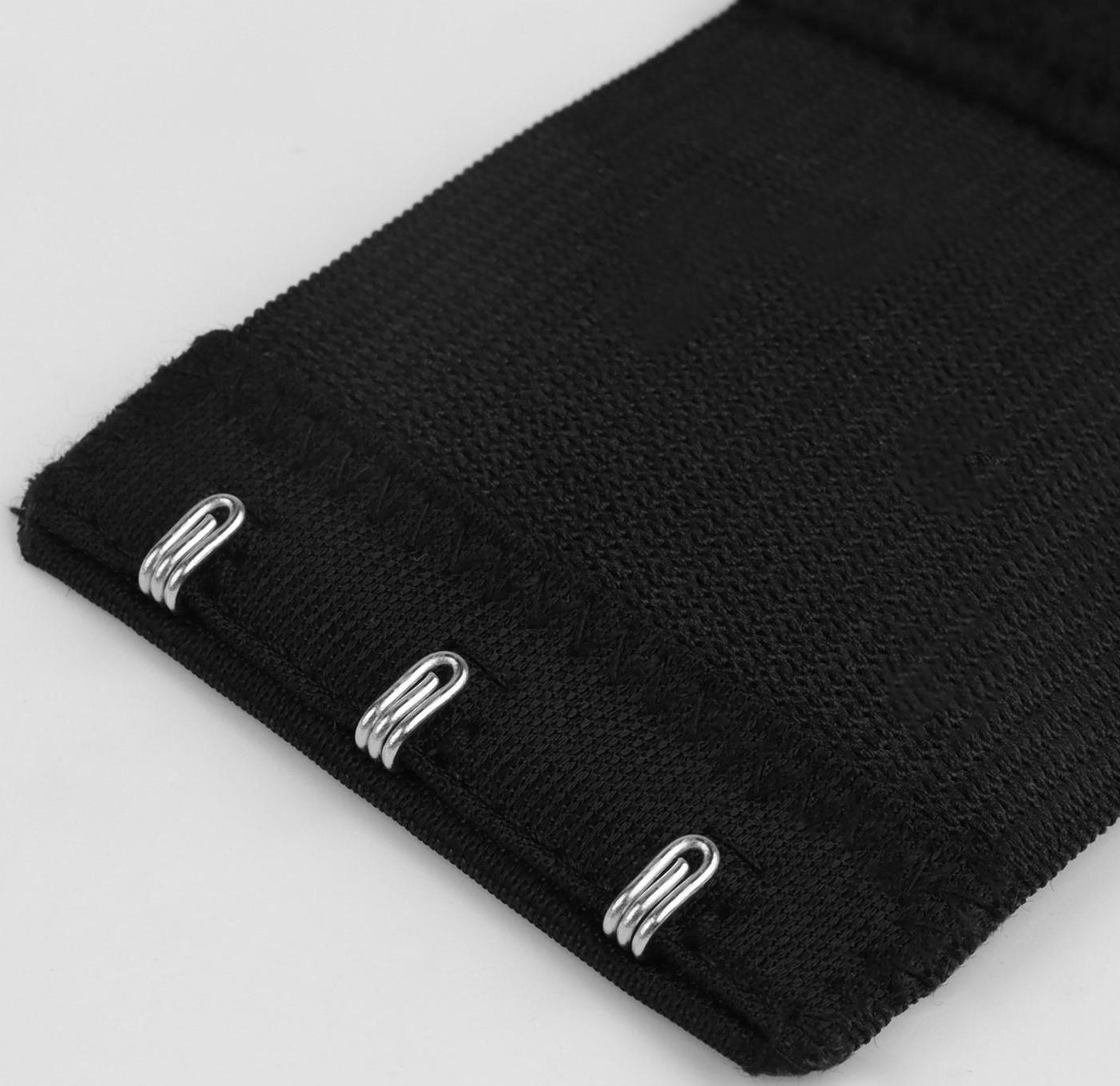 Застёжка-удлинитель для бюстгальтера, 3 ряда 3 крючка, 5 × 10,5 см, 3 шт, цвет чёрный/белый/бежевый