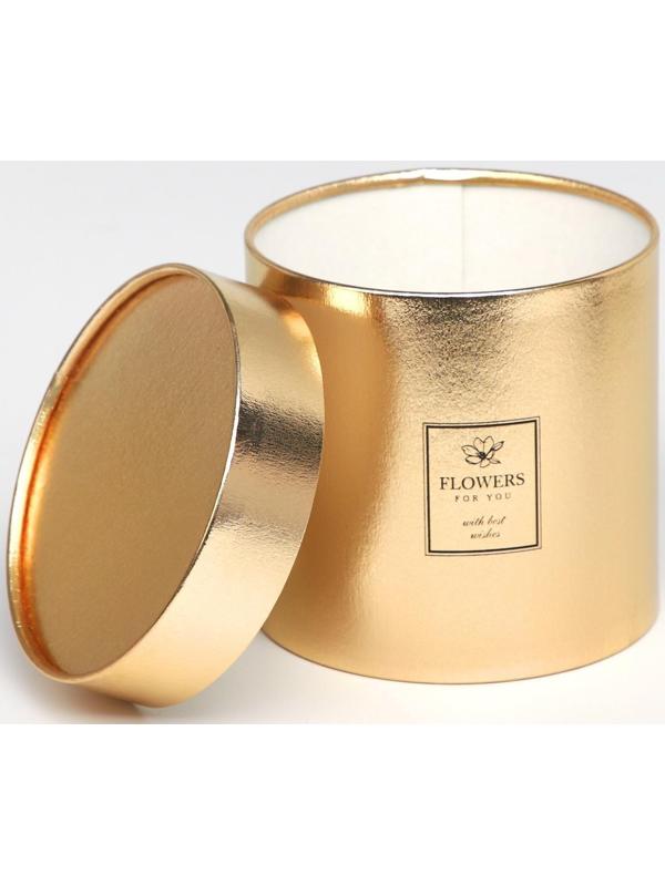 Шляпная коробка «Flowers», золотая, 15 х 15 см