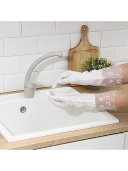 Перчатки хозяйственные Raccoon с манжетой и подкладом, ПВХ, 110 гр, размер L, 40 см, цвет белый