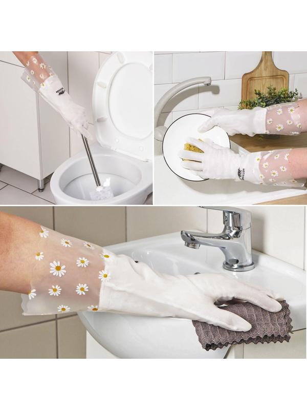 Перчатки хозяйственные Raccoon с манжетой и подкладом, ПВХ, 110 гр, размер L, 40 см, цвет белый