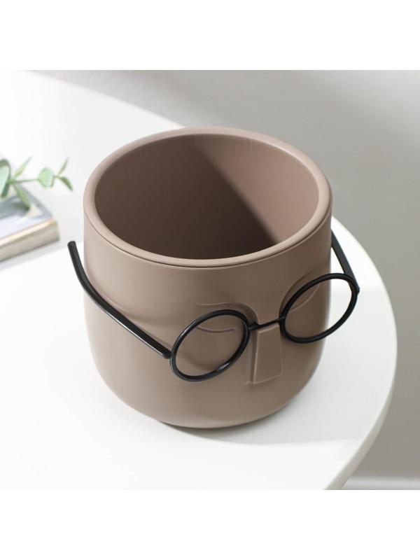 Кашпо для цветов со вставкой «Стив», 650 мл, d=11,5 см, h=10,5 см, цвет французский серый