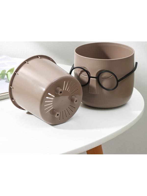 Кашпо для цветов со вставкой «Стив», 650 мл, d=11,5 см, h=10,5 см, цвет французский серый