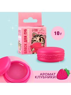 Блеск макарун в коробочке «Забавный котёнок», 10 г, аромат клубники
