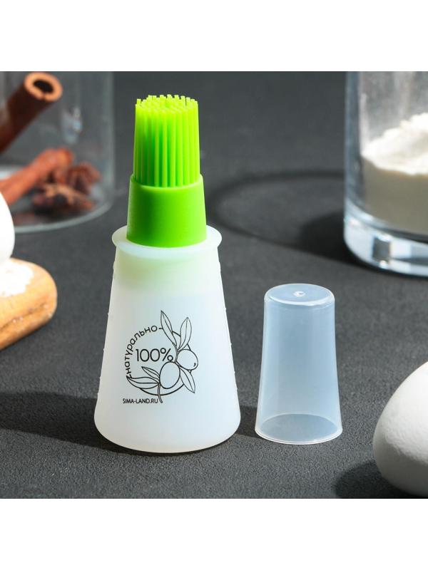 Кисть для масла «Натурально», 11.8х5.2 см, силикон, цвет зеленый