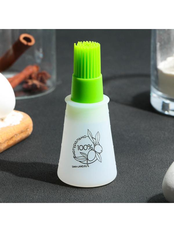Кисть для масла «Натурально», 11.8х5.2 см, силикон, цвет зеленый
