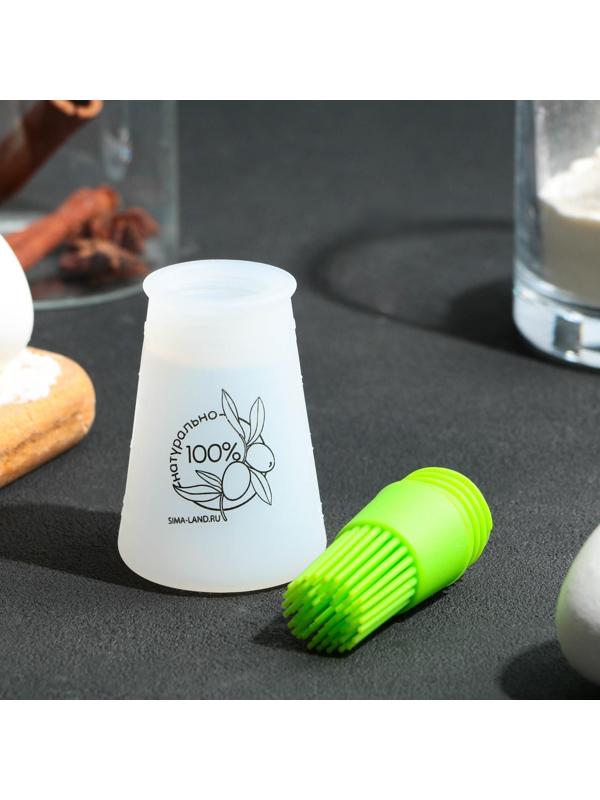 Кисть для масла «Натурально», 11.8х5.2 см, силикон, цвет зеленый