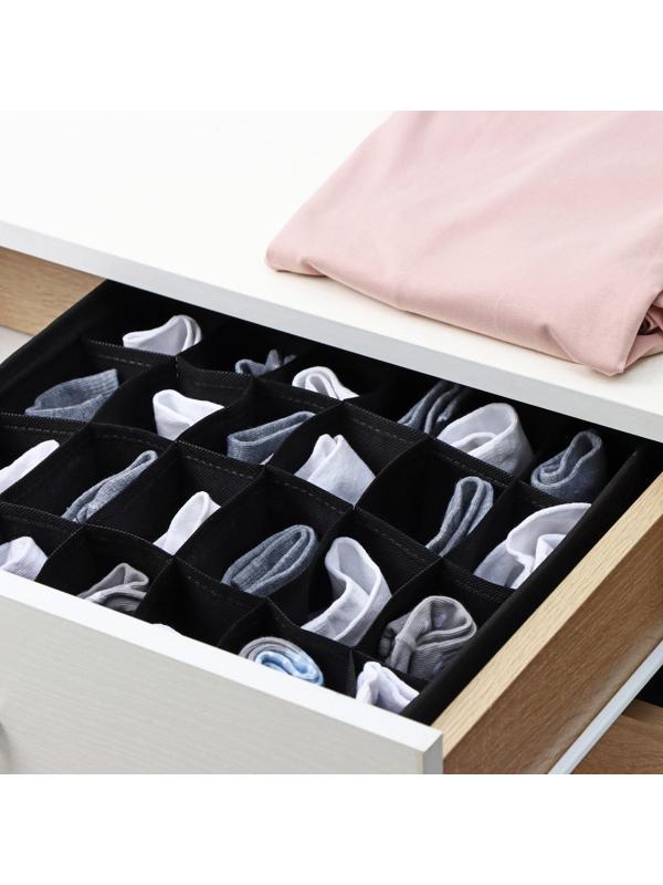 Органайзер для хранения белья Доляна «Смарт», 24 отделения, 32×32×10 см, цвет чёрный