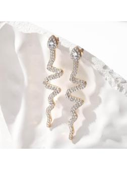 Серьги висячие со стразами 