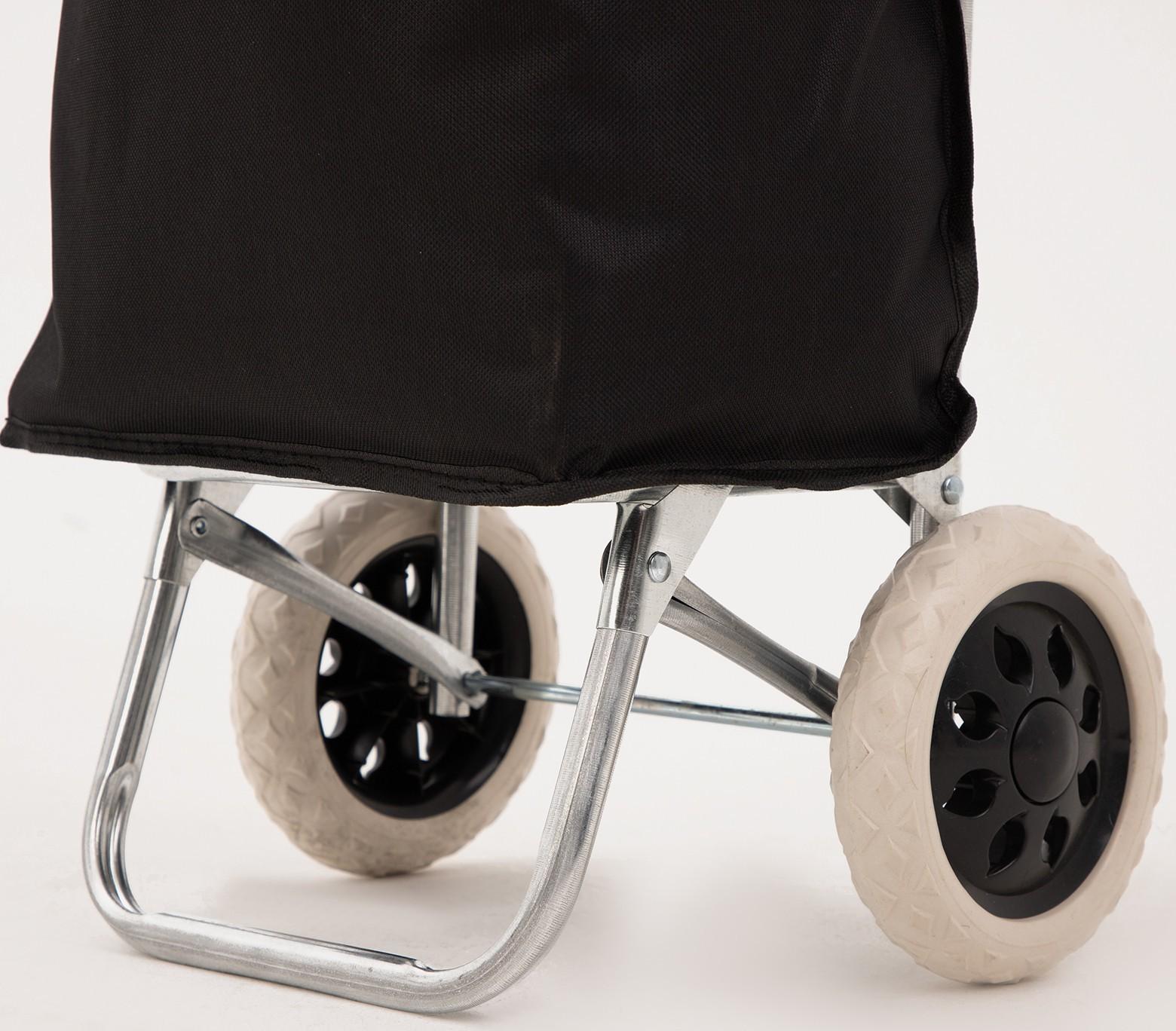 Сумка хозяйственная на тележке, отдел на шнурке, нагрузка до 40 кг, цвет чёрный