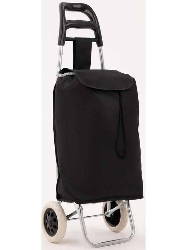 Сумка хозяйственная на тележке, отдел на шнурке, нагрузка до 40 кг, цвет чёрный