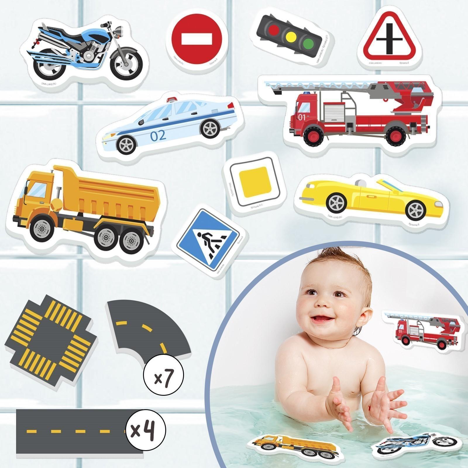 Пазл - игрушка для игры в ванной «Транспорт малыша», 22 детали, EVA