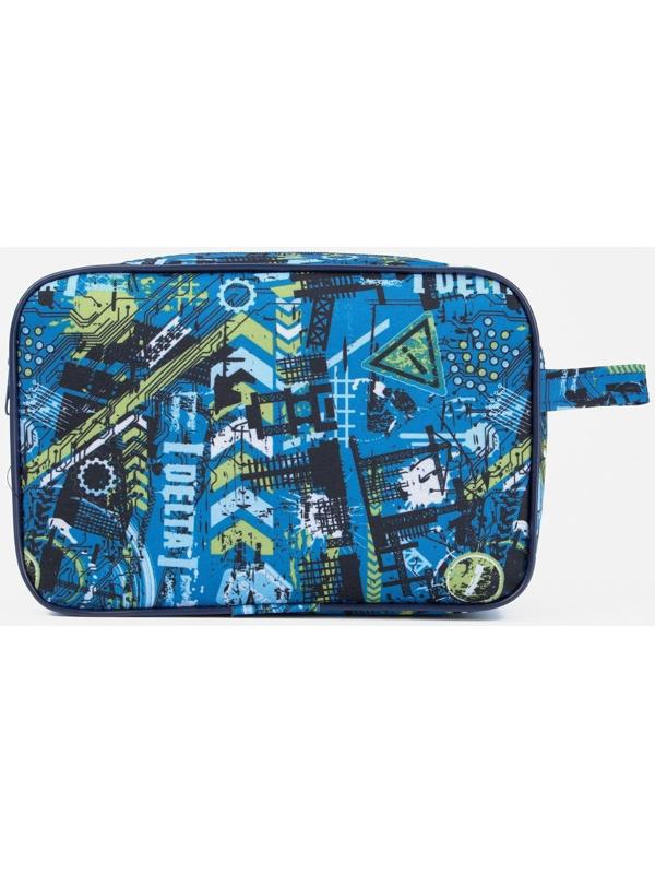 Косметичка на молнии, наружный карман, цвет синий
