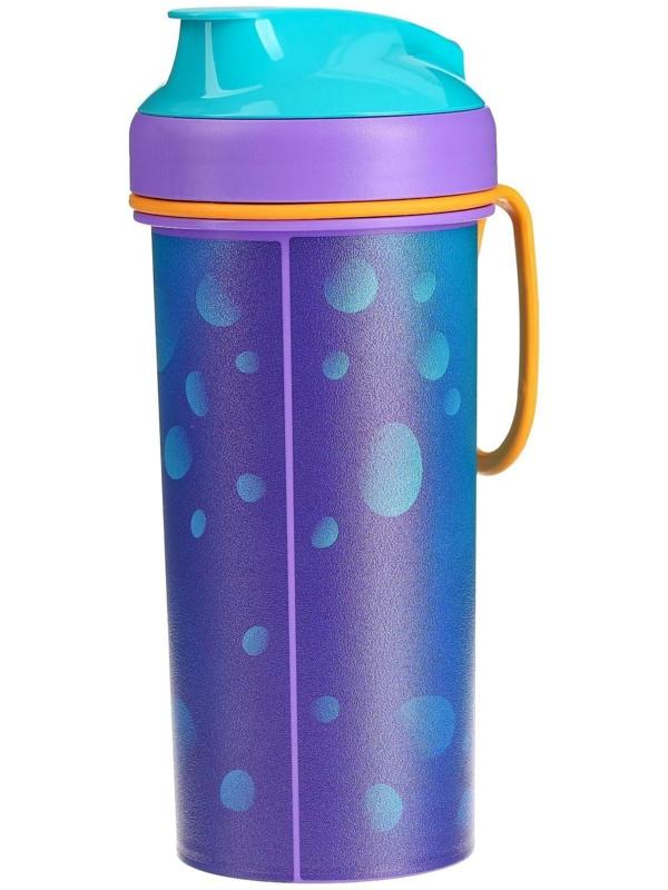 Бутылочка детская с декором и петлей, 400мл, цвет голубой