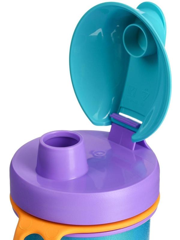 Бутылочка детская с декором и петлей, 400мл, цвет голубой