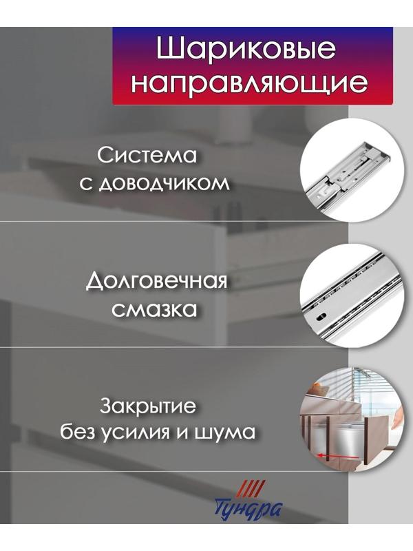 Шариковые направляющие ТУНДРА, с доводчиком 4510, L=450 мм. H=45 мм. 2 шт