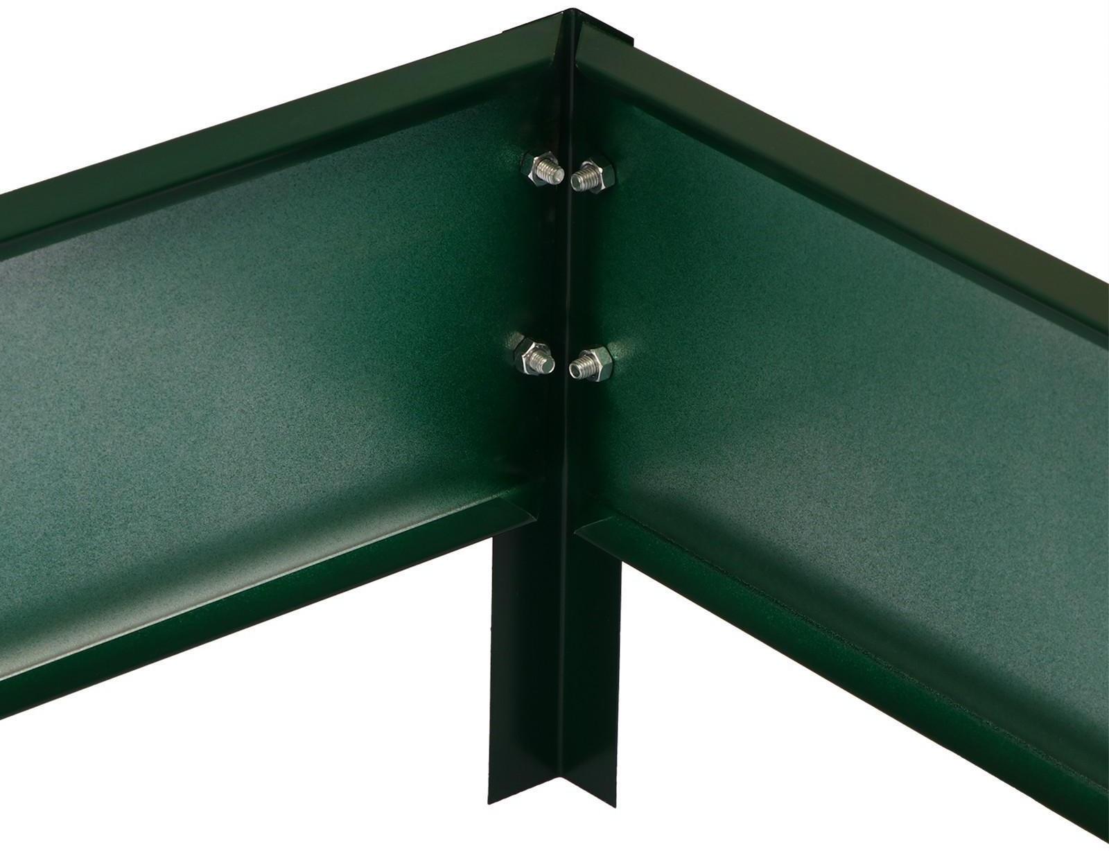 Грядка оцинкованная, 195 × 70 × 15 см, зелёная, Greengo