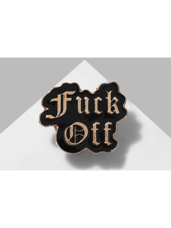 Значок F*ck Off, цвет чёрный в золоте