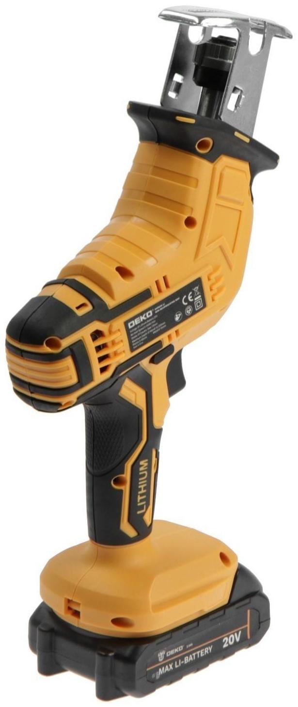 Пила сабельная аккумуляторная DEKO DKRS20-Li, 20 В, 2 Ач,2600 об/мин, ход 15 мм