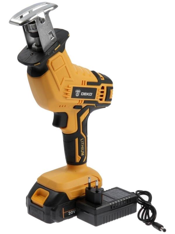 Пила сабельная аккумуляторная DEKO DKRS20-Li, 20 В, 2 Ач,2600 об/мин, ход 15 мм