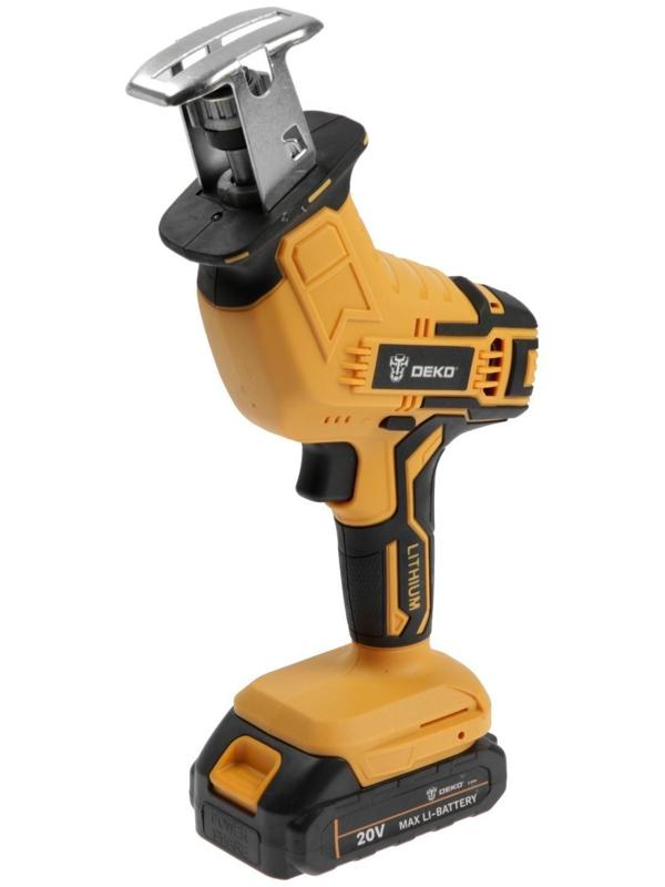 Пила сабельная аккумуляторная DEKO DKRS20-Li, 20 В, 2 Ач,2600 об/мин, ход 15 мм